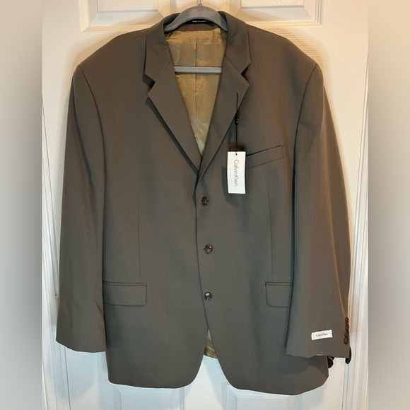 Calvin Klein Other - Calvin Klein Men Size 48R Suit Jacket Taupe 100% Wool Dry Clean Contemporary NWT